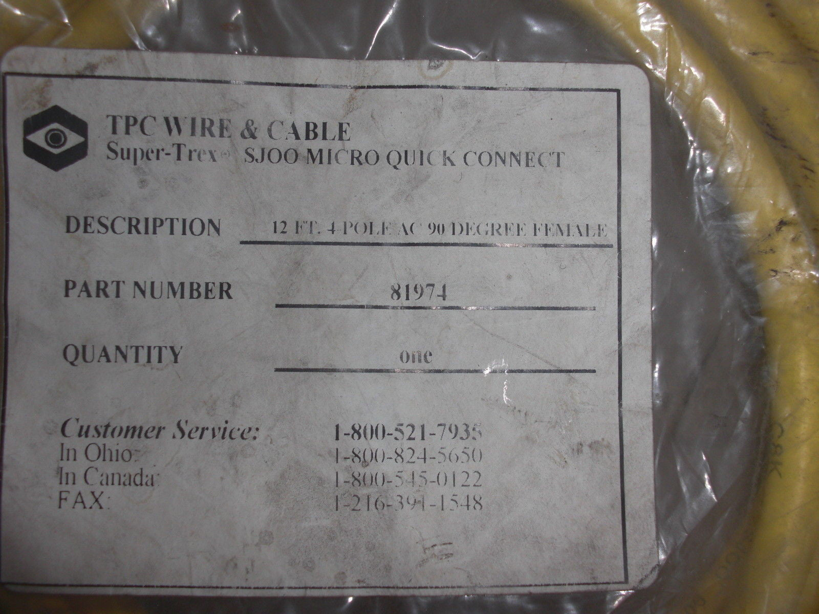 T.P.C. WIRE & CABLE 81974 *USED*