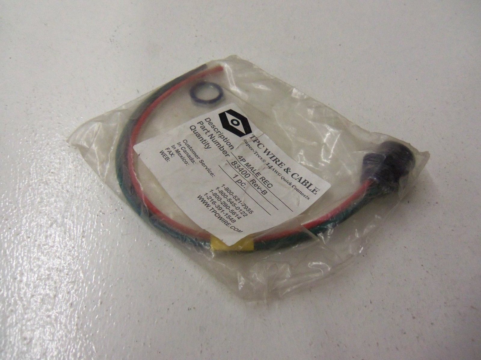 TPC WIRE & CABLE 83400 CORDSET *NEW IN FACTORY BAG*