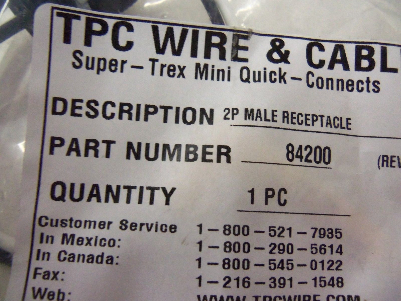 TPC WIRE & CABLE 84200 REV.H*NEW IN BAG*