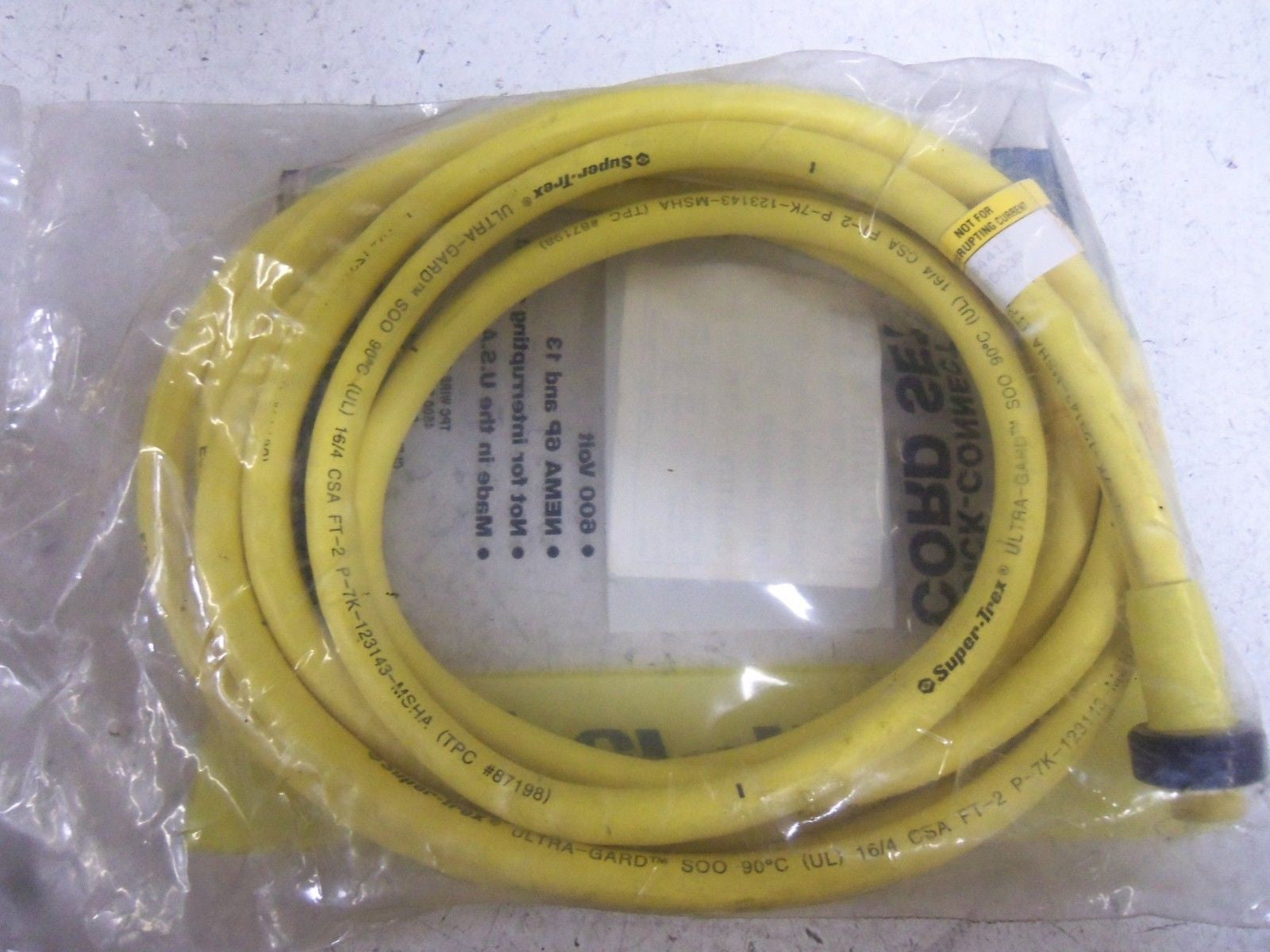 TPC SUPER-TREX 84412 QUICK-CONNECT CORDSET *NEW IN A FACTORY BAG*