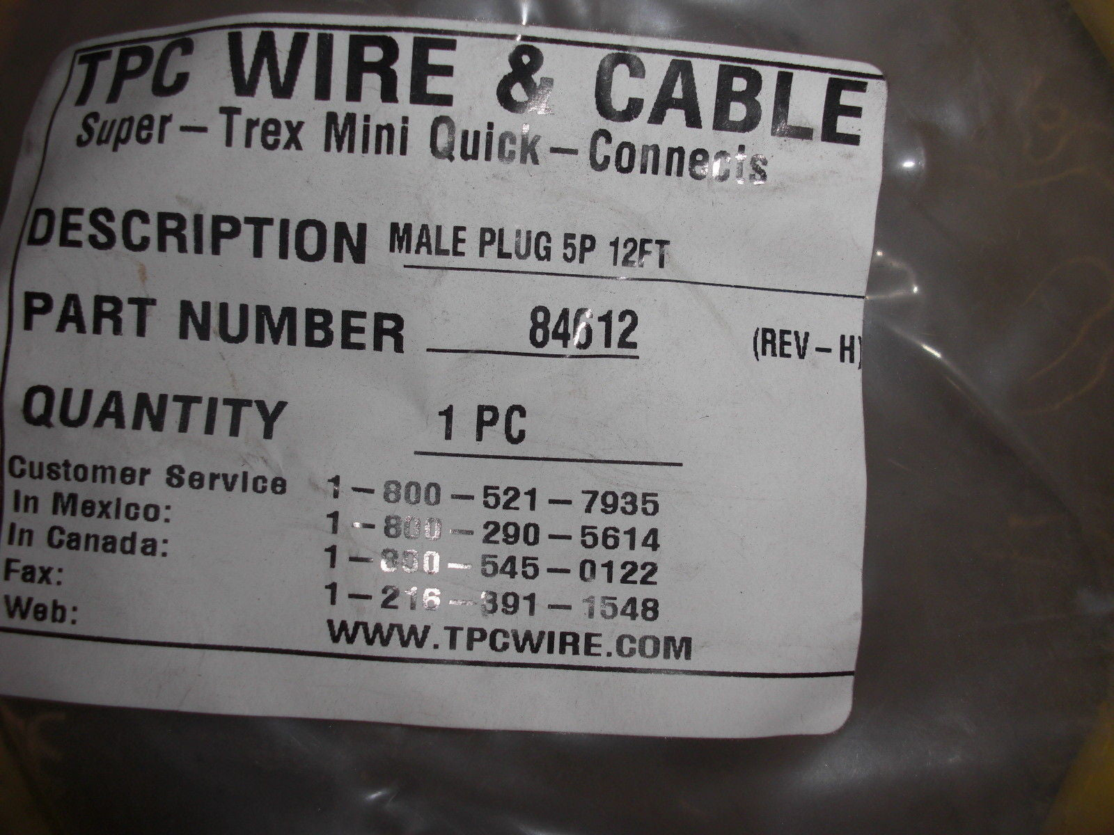 T.P.C. WIRE & CABLE 84612 *NEW*