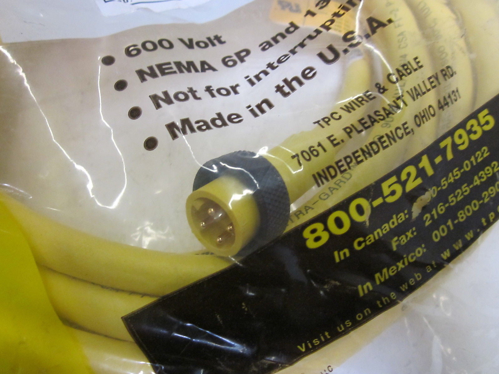 TPC WIRE & CABLE 84720 REV.H MALE PLUG 4P 20FT *NEW IN A FACTORY BAG*