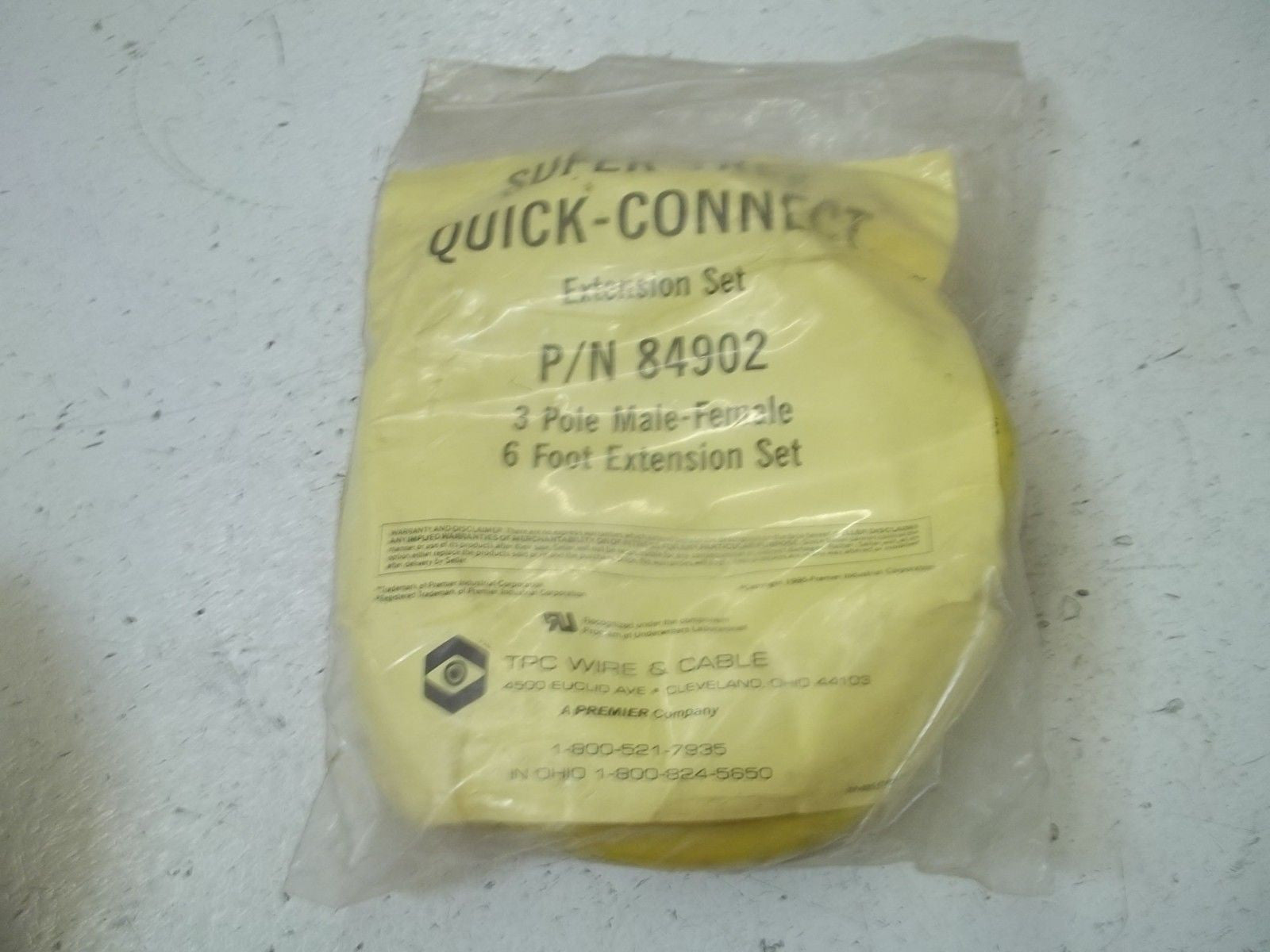 TPC WIRE & CABLE 84902 3-POLE MALE-FEMALE *NEW IN A BAG*
