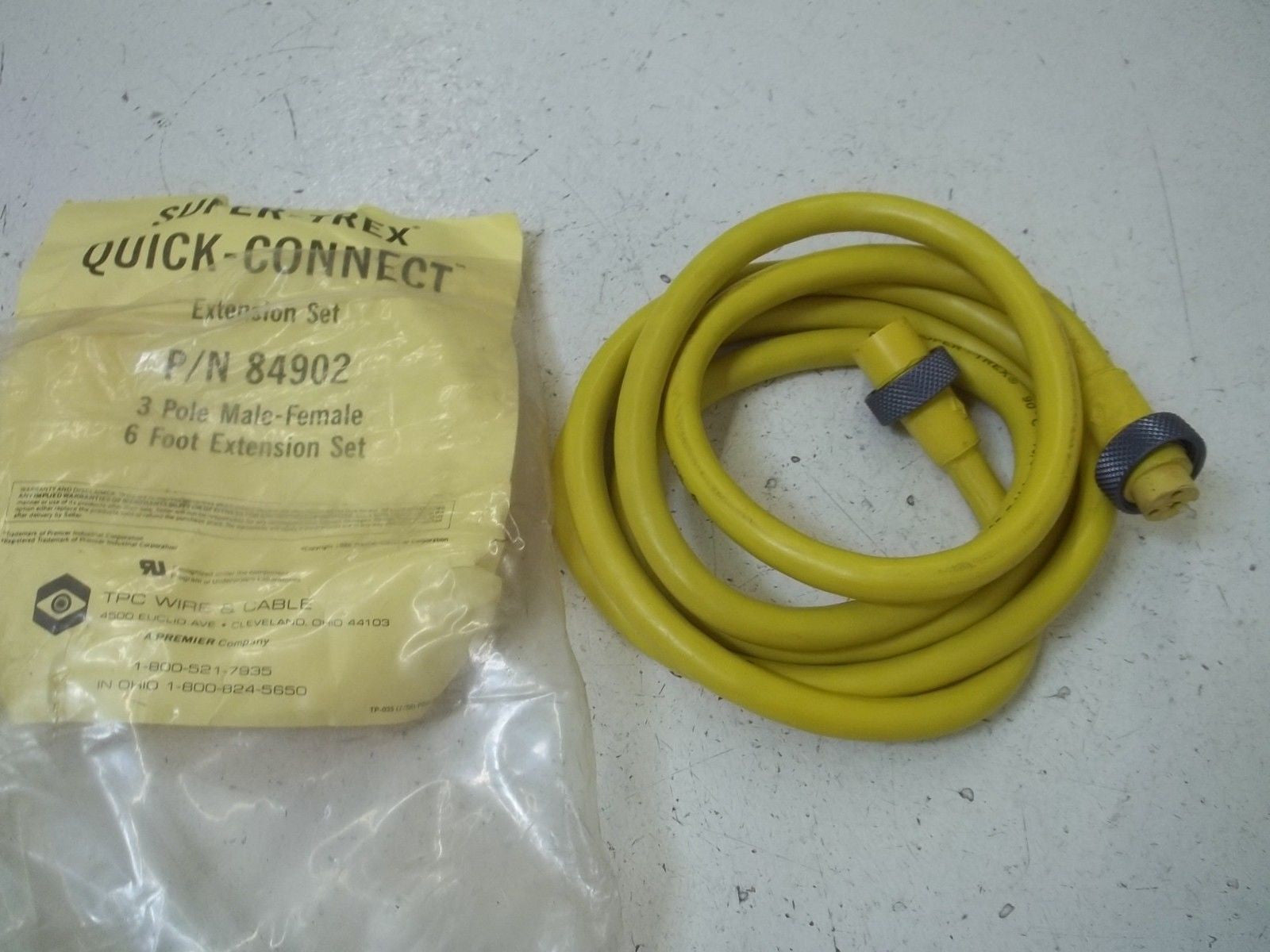 TPC WIRE & CABLE 84902 3-POLE MALE-FEMALE *NEW IN A BAG*