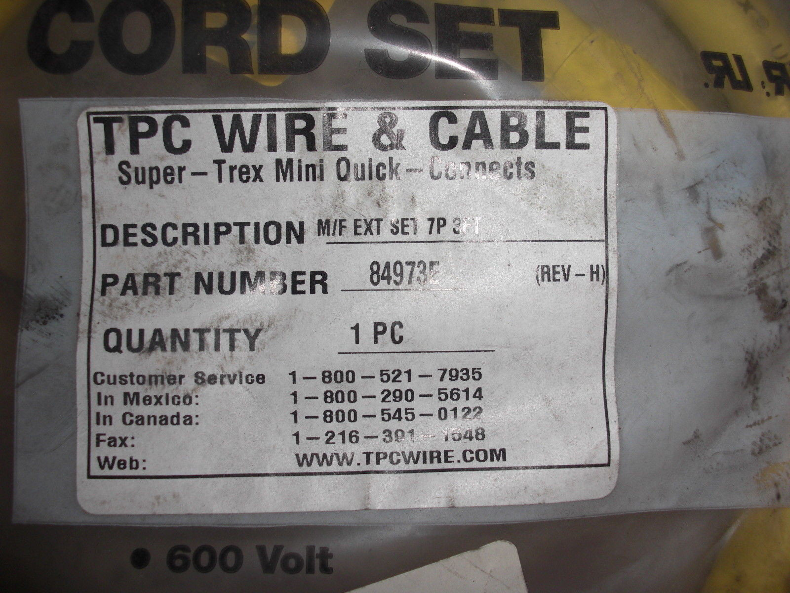 T.P.C. WIRE & CABLE 84973E *NEW*