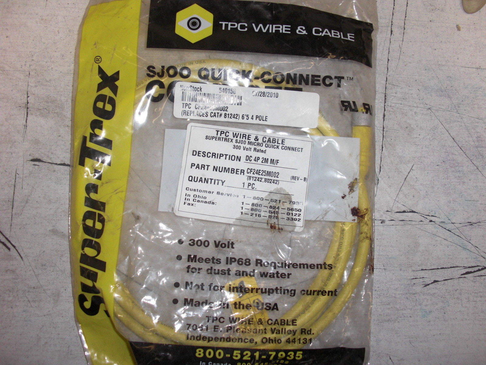 TPC SUPER-TREX CF24E25M002 QUICK-CONNECT CORDSET *NEW IN FACTORY BAG*