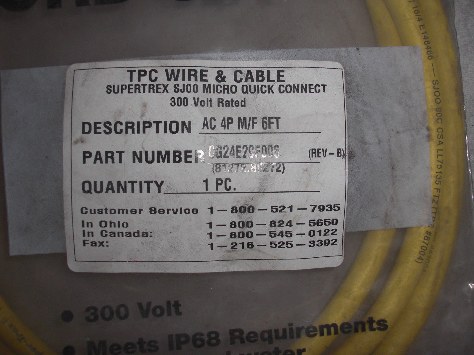 T.P.C. WIRE & CABLE CG24E29F006 *NEW*