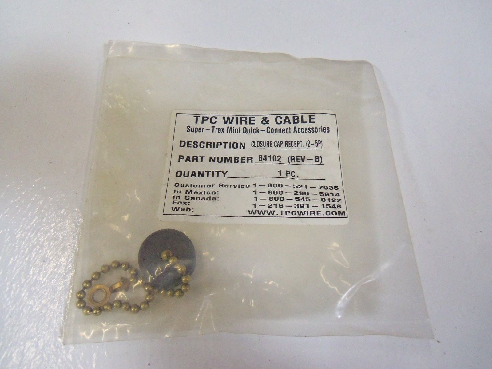 TPC WIRE & CABLE CLOSURE CAP RECEPTACLE (2-5P) 84102 REV. B *NEW IN BAG*