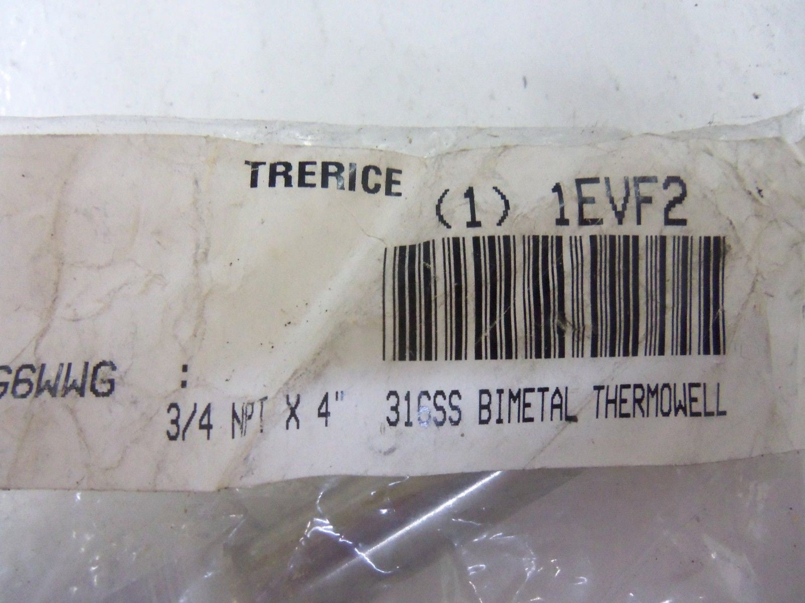 TRERICE 76-4G6 1EVF2 BIMETAL THERMOWELL 3/4 NPT X 4" *NEW IN FACTORY BAG*