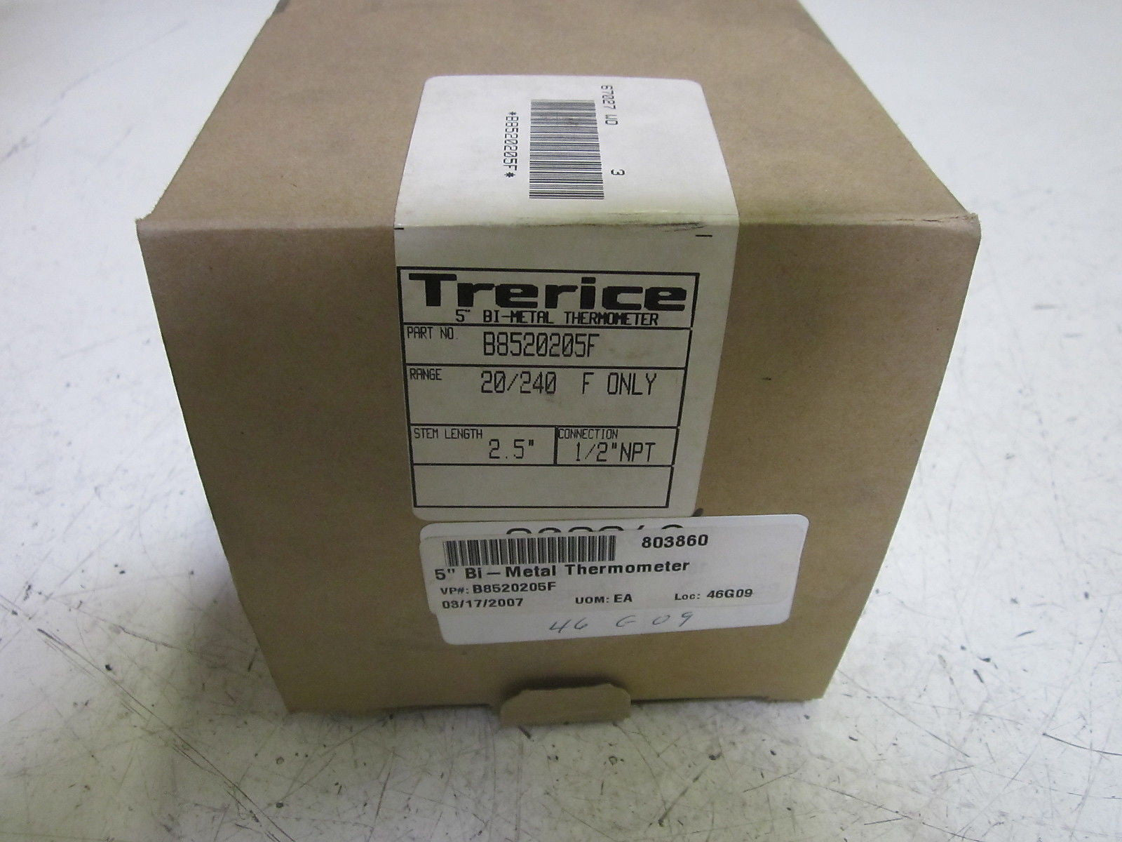 TRERICE B8520205F BI-METAL THERMOMETER 20/240F 5" *NEW IN BOX*
