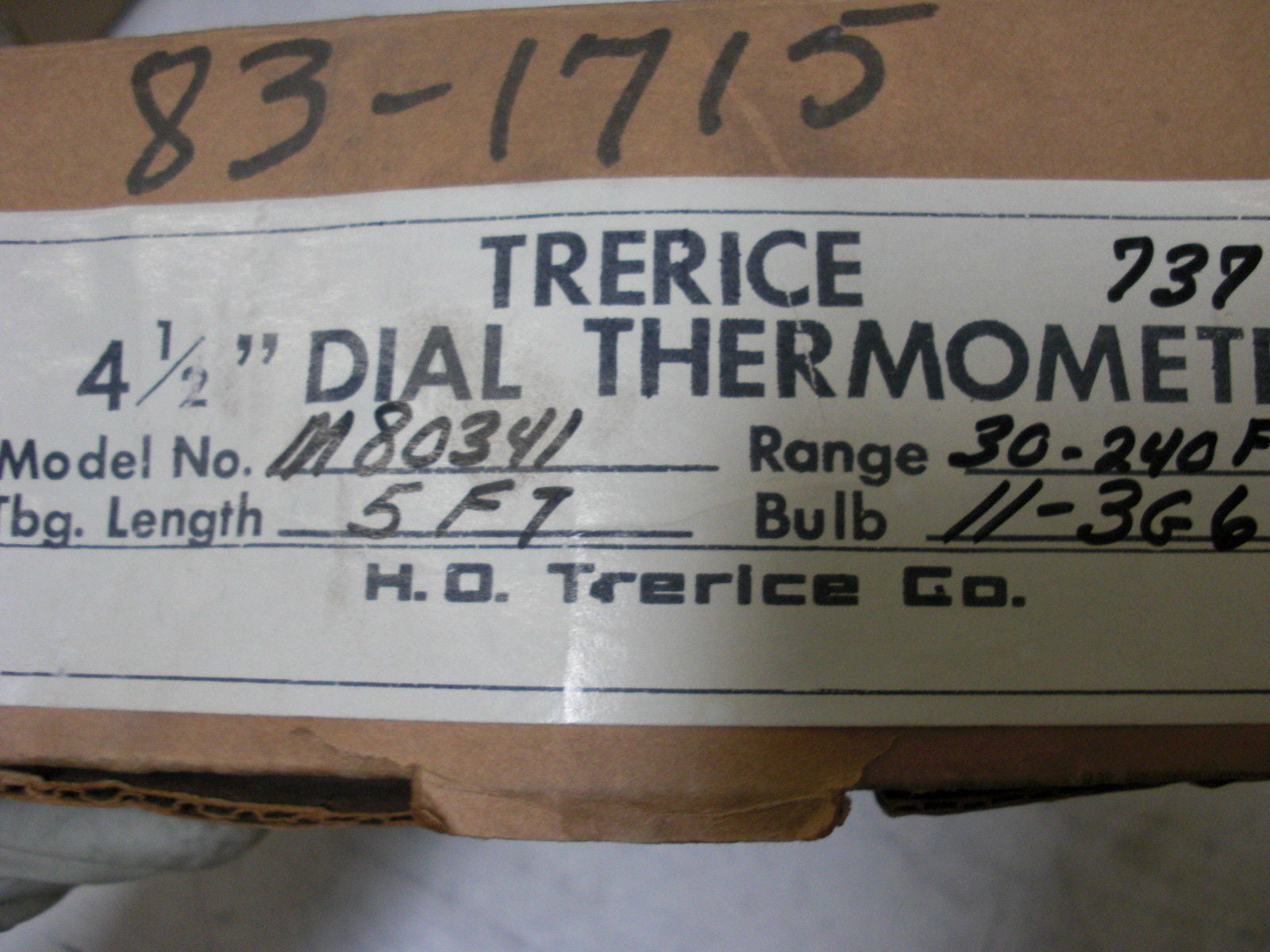 TRERICE M80341 THERMOMETER 4 1/2 *NEW*