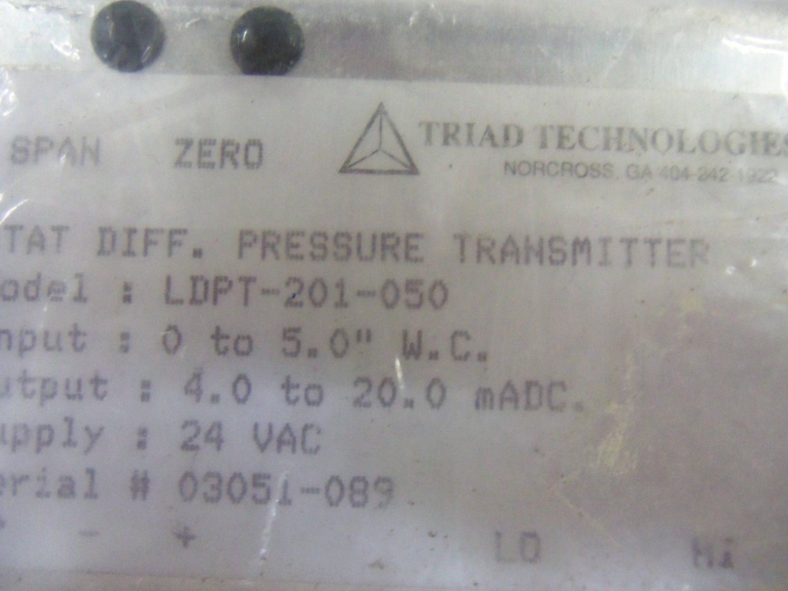 TRIAD TECHNOLOGIES LDPT-201-050 PRESSURE TRANSMITTER *NEW IN FACTORY BAG*