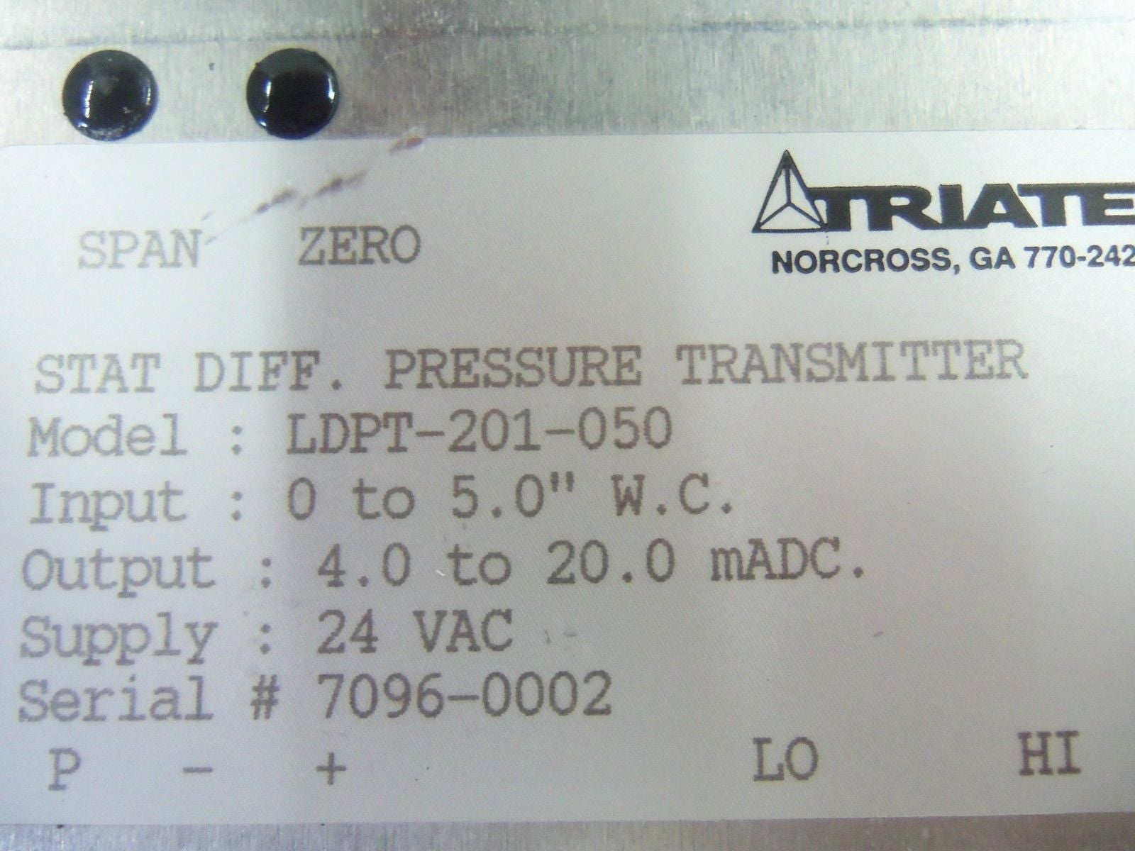 TRIATEK LDPT-201-050 PRESSURE TRANSMITTER *NEW NO BOX*