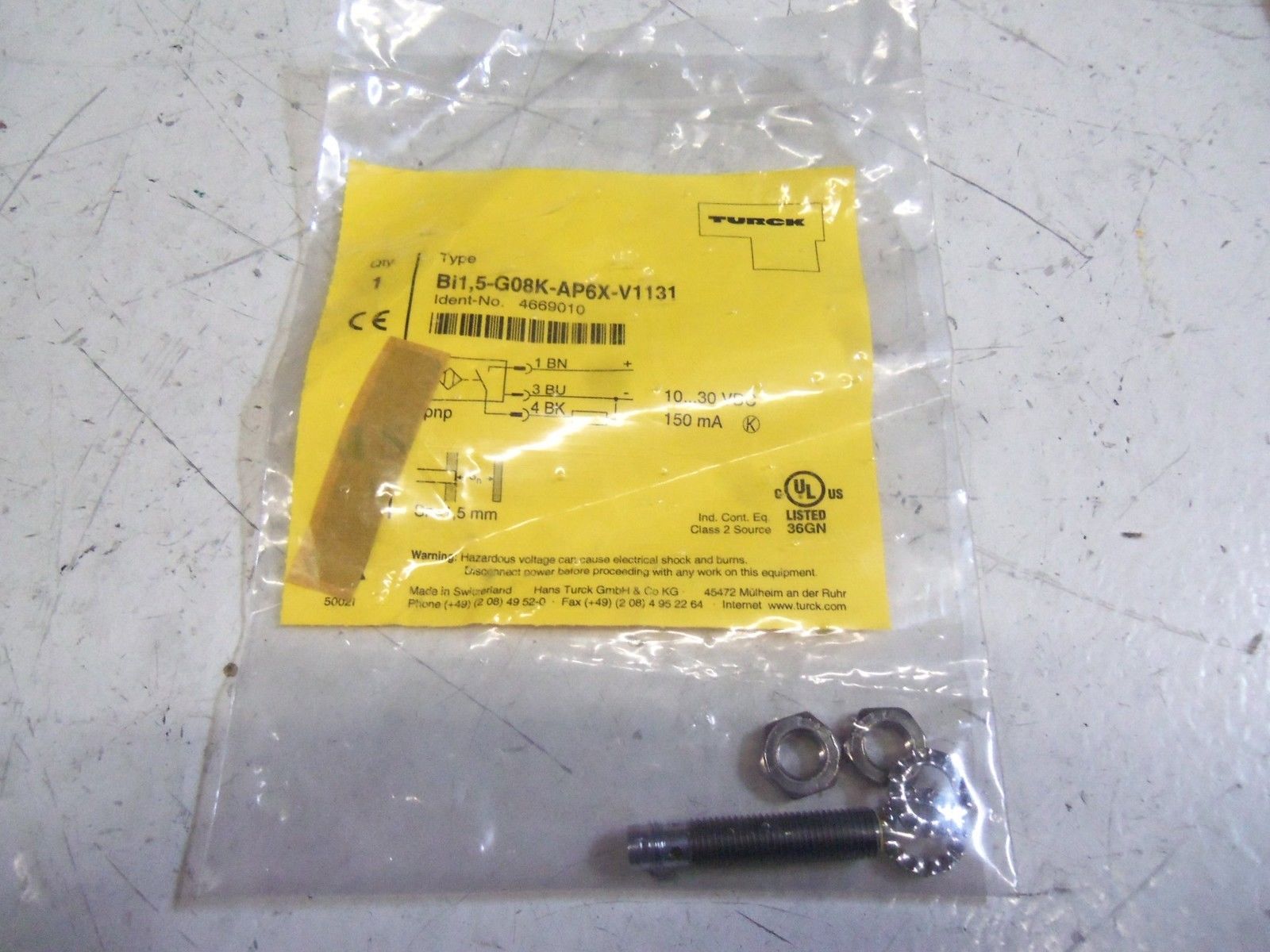 TURCK Bi1,5-G08K-AP6X-V1131 PROXIMITY SWITCH *NEW IN FACTORY BAG*