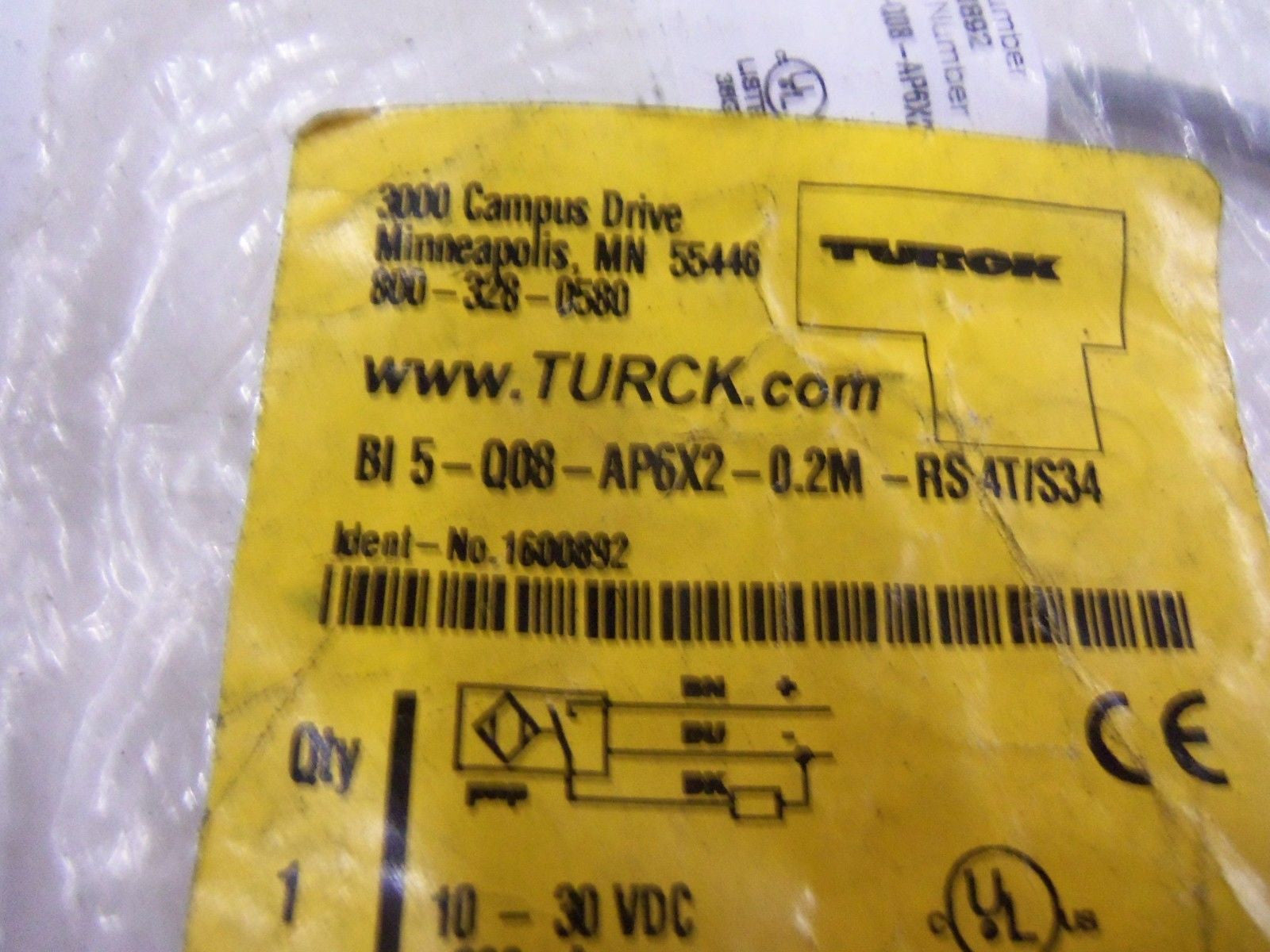 TURCK BI5-Q08-AP6X2-0.2M-RS4T/S34 INDUCTIVE SENSOR *NEW IN FACTORY BAG*