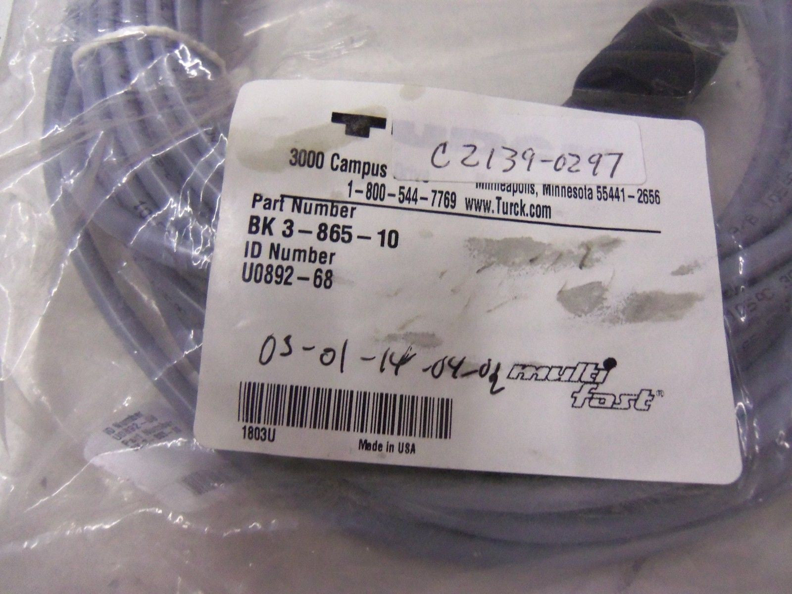 TURCK BK 3-865-10  *NEW IN BAG*