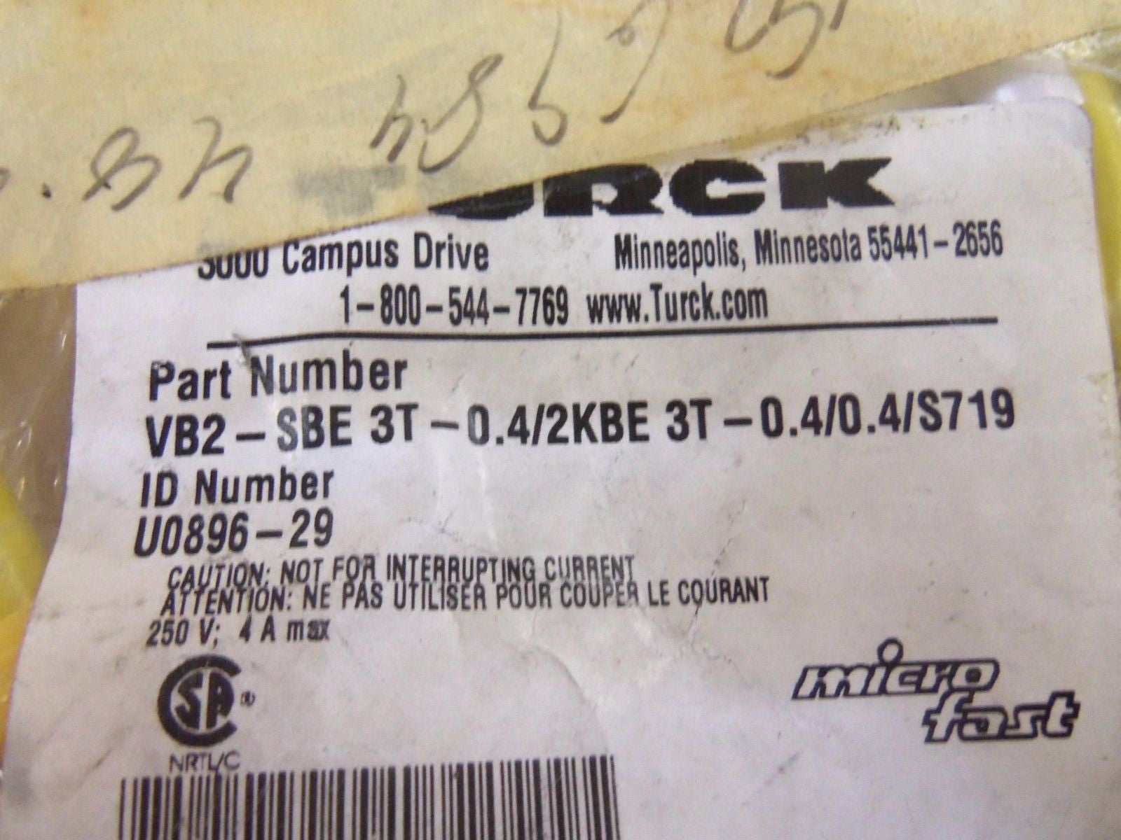 TURCK CABLE VB2-SBE 3T-0.4/2KBE 3T-0.4/0.4/S719 *NEW IN A FACTORY BAG*