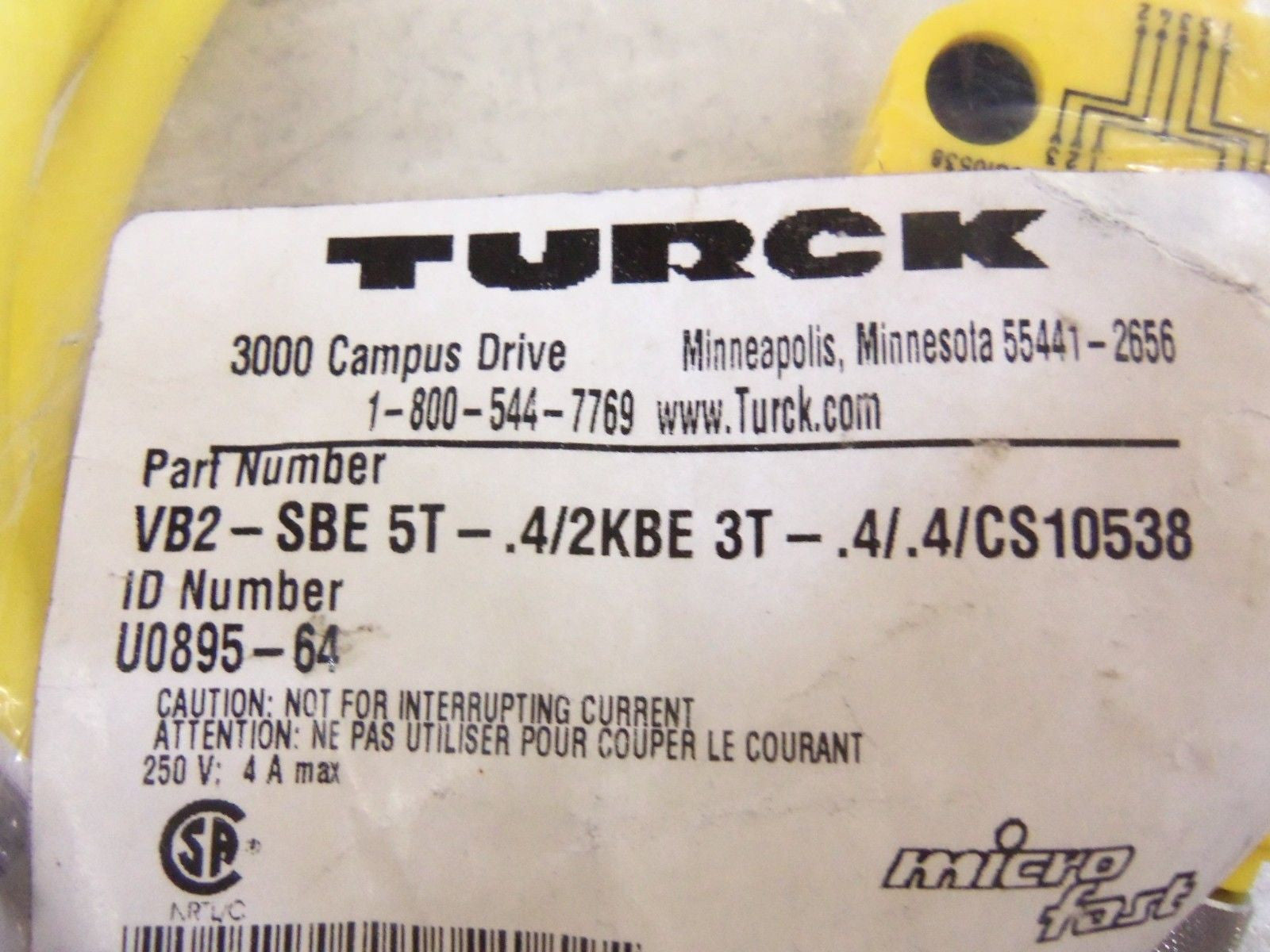TURCK CABLE VB2-SBE 5T-.4/2KBE 3T-.4/.4/CS10538 CABLE  *NEW IN A FACTORY BAG*