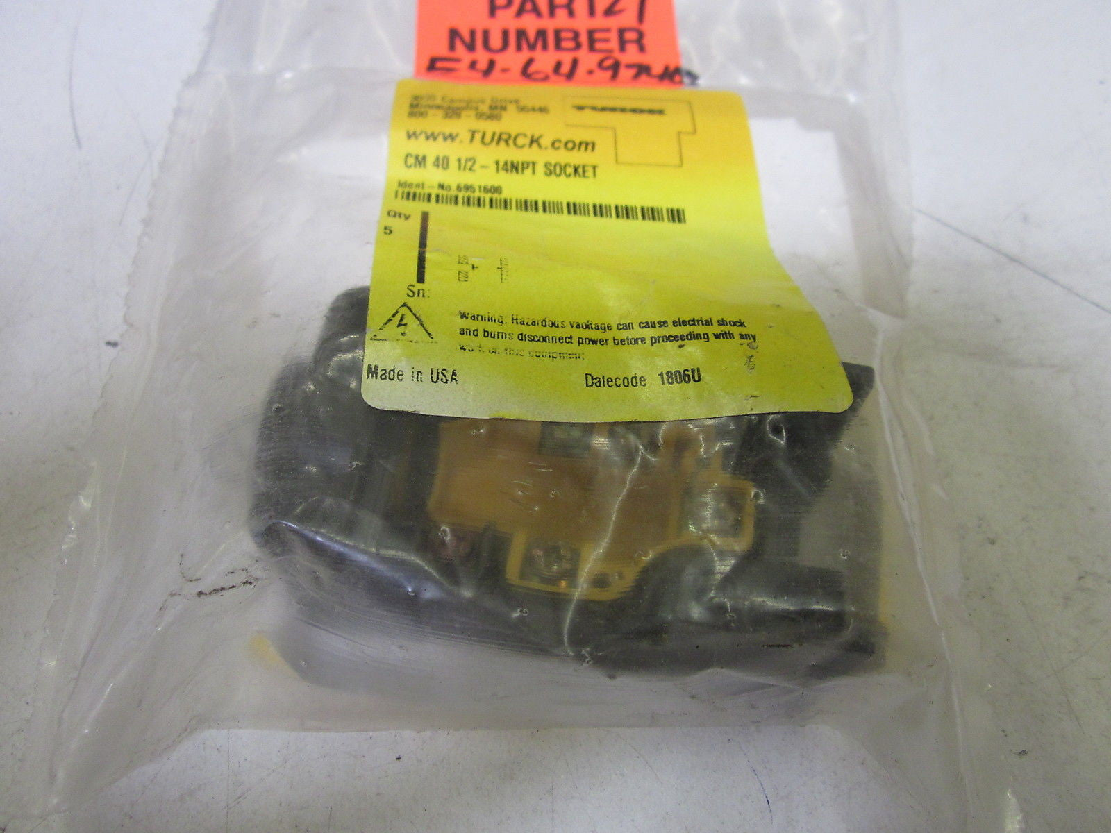 TURCK CM 40 1/2-14NPT SOCKET *NEW IN A FACTORY BAG*
