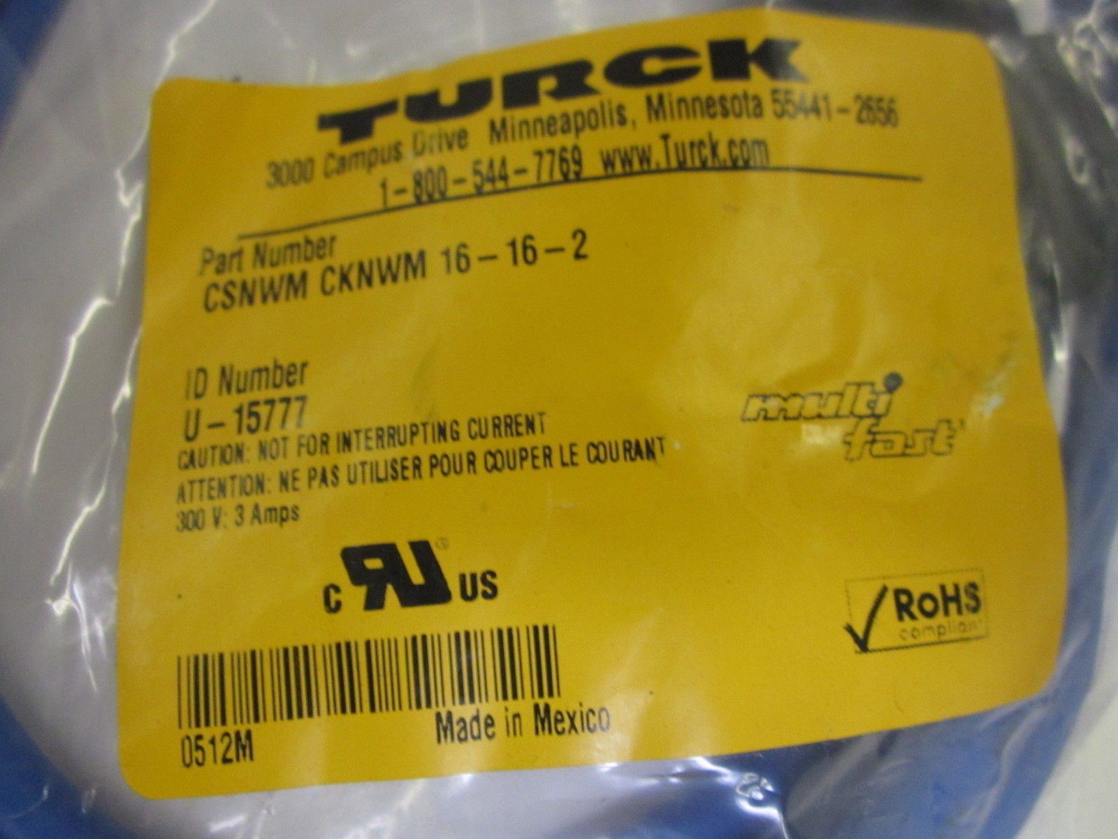 TURCK CSNWM CKNWM16-16-2 *NEW IN A FACTORY BAG*