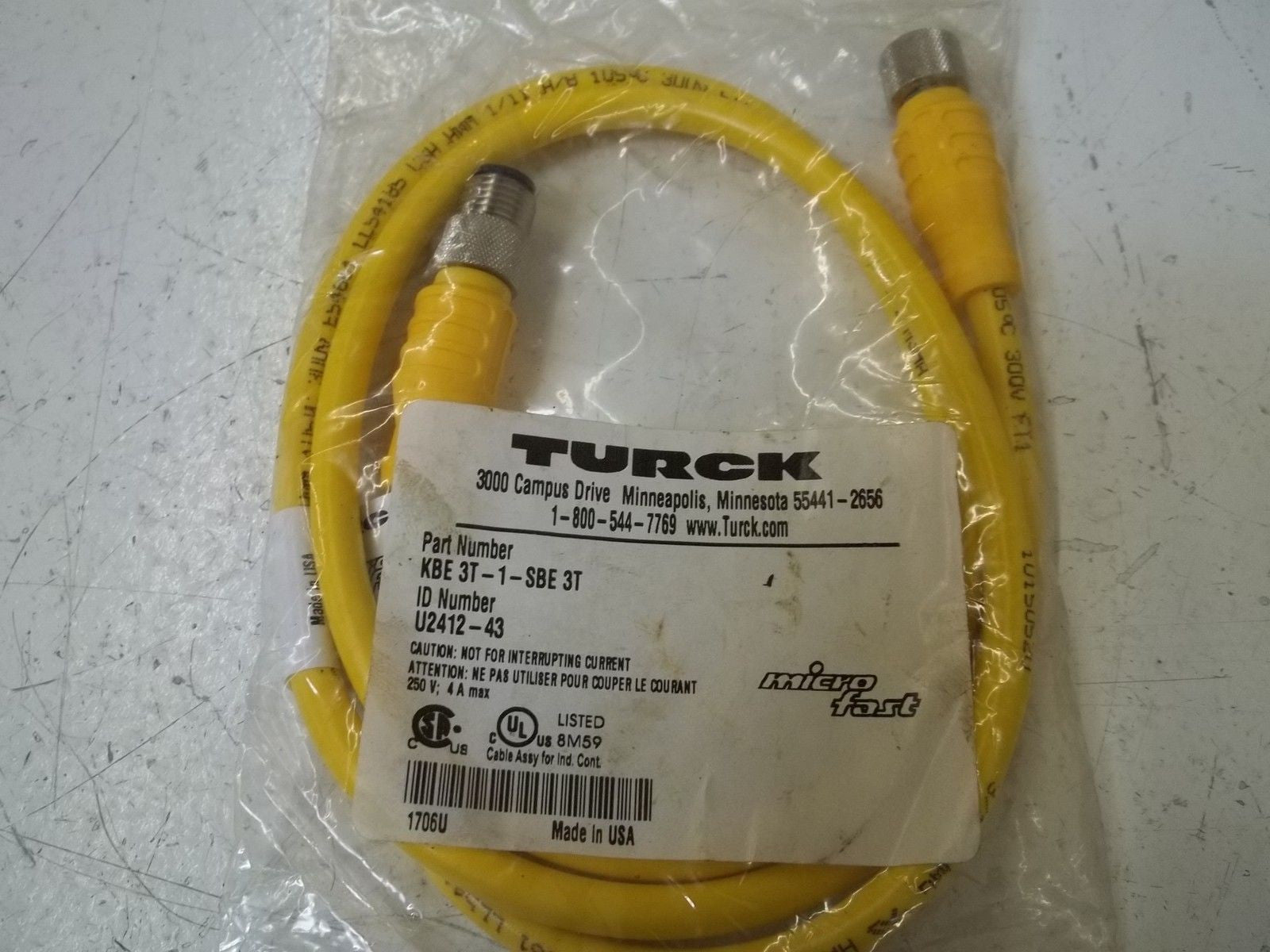 TURCK KBE3T-1-SBE3T *NEW IN A FACTORY BAG*
