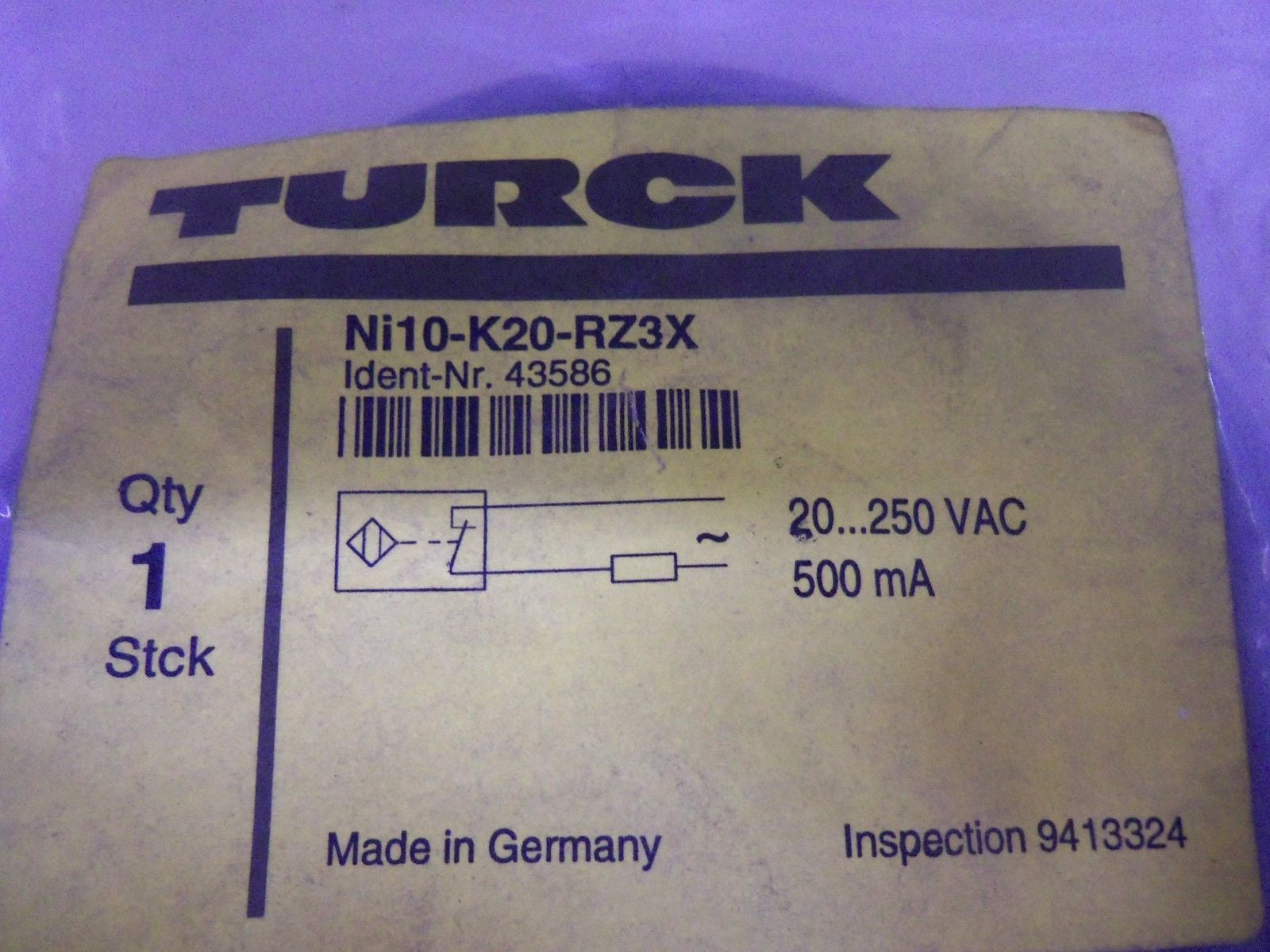 TURCK Ni10-K20-RZ3X PROXIMITY SWITCH *NEW IN FACTORY BAG*