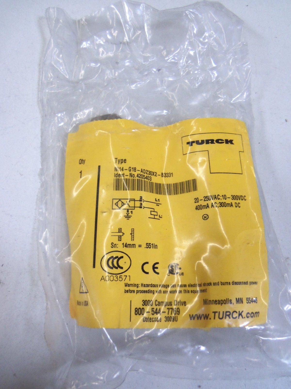 TURCK NI14-G18-AD230X2-B3331 *NEW IN FACTORY BAG*