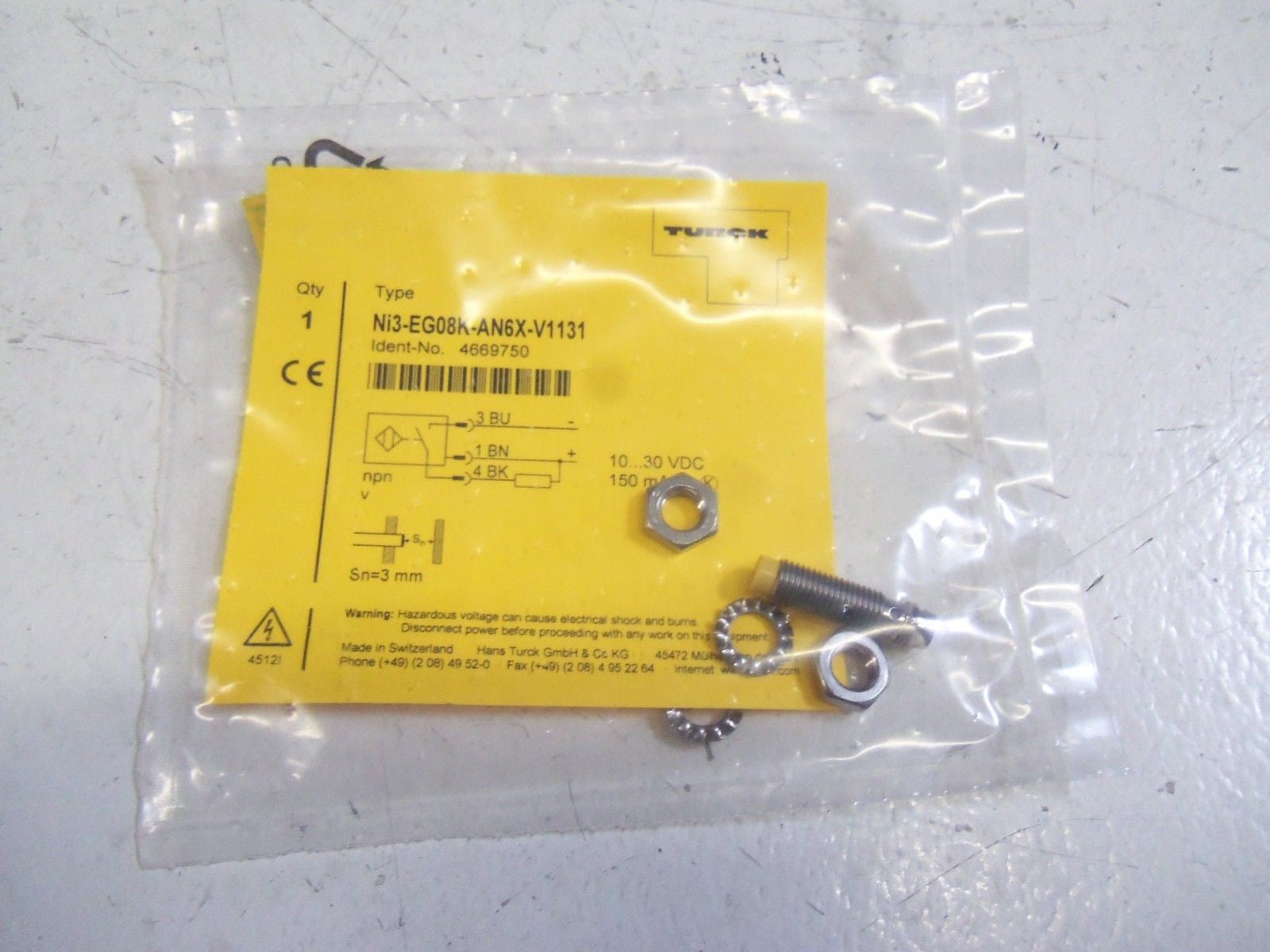TURCK Ni3-EG08K-AN6X-V1131 INDUCTIVE PROXIMITY SWITCH *NEW IN FACTORY BAG*