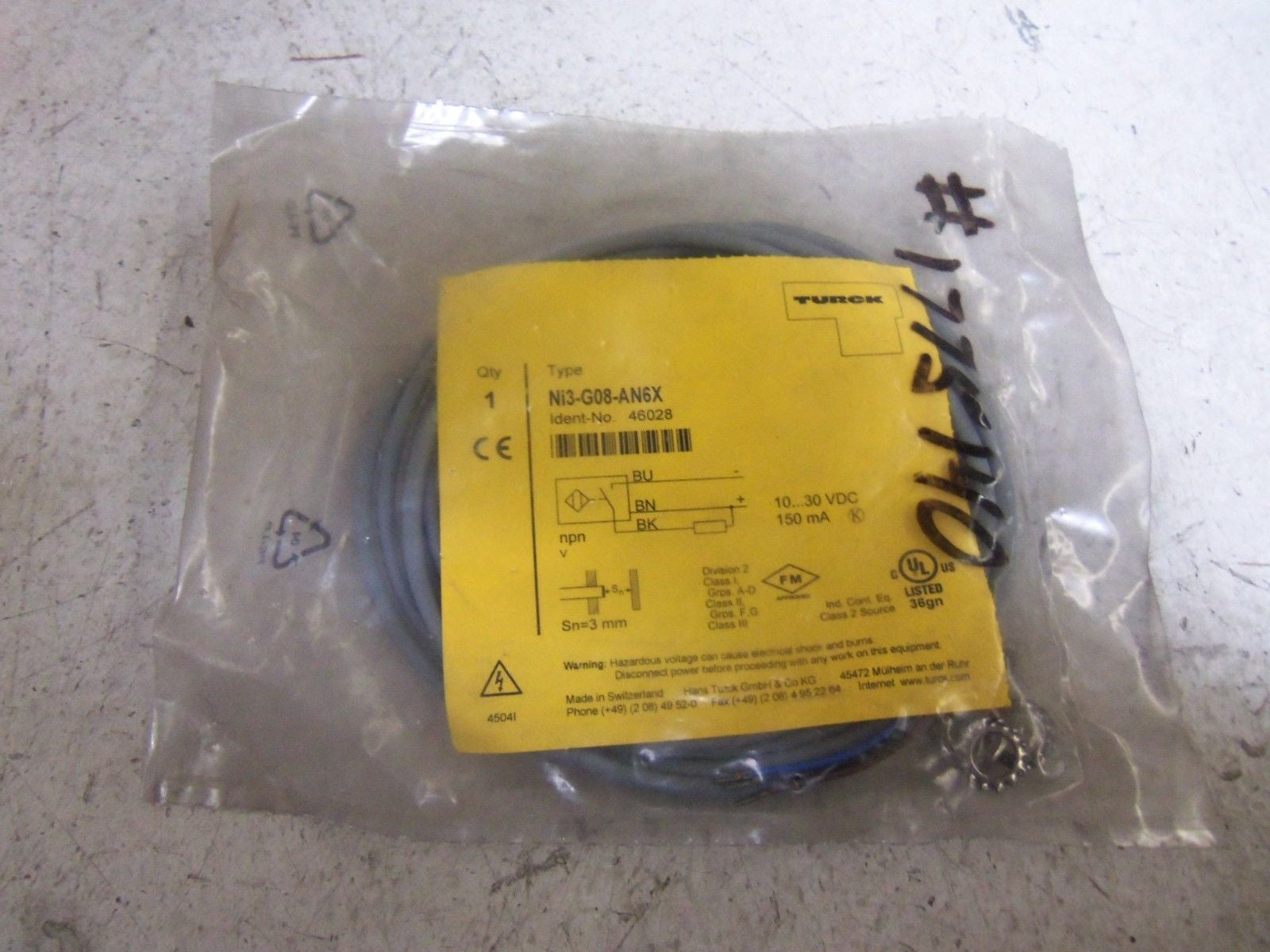 TURCK Ni3-G08-AN6X INDUCTIVE PROXIMITY SENSOR *NEW IN FACTORY BAG*