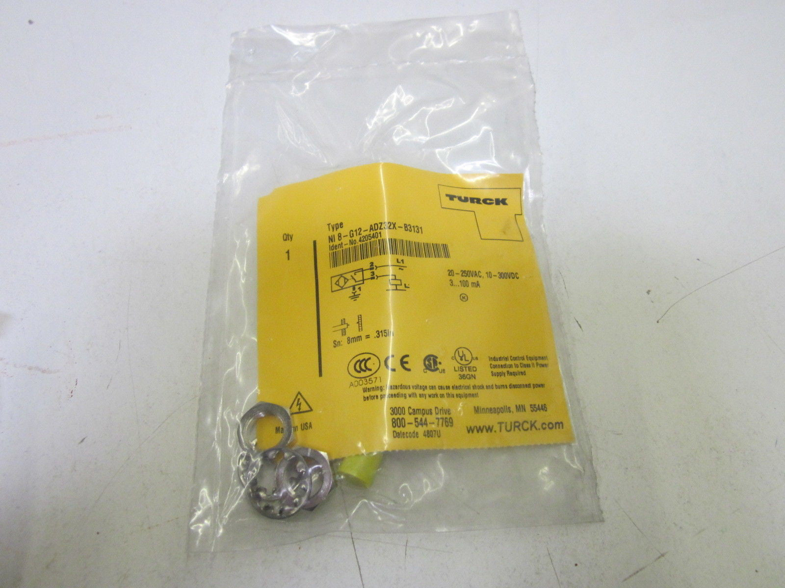 TURCK NI8-G12-ADZ32X-B3131 PROXIMITY SENSOR *NEW IN FACTORY BAG*