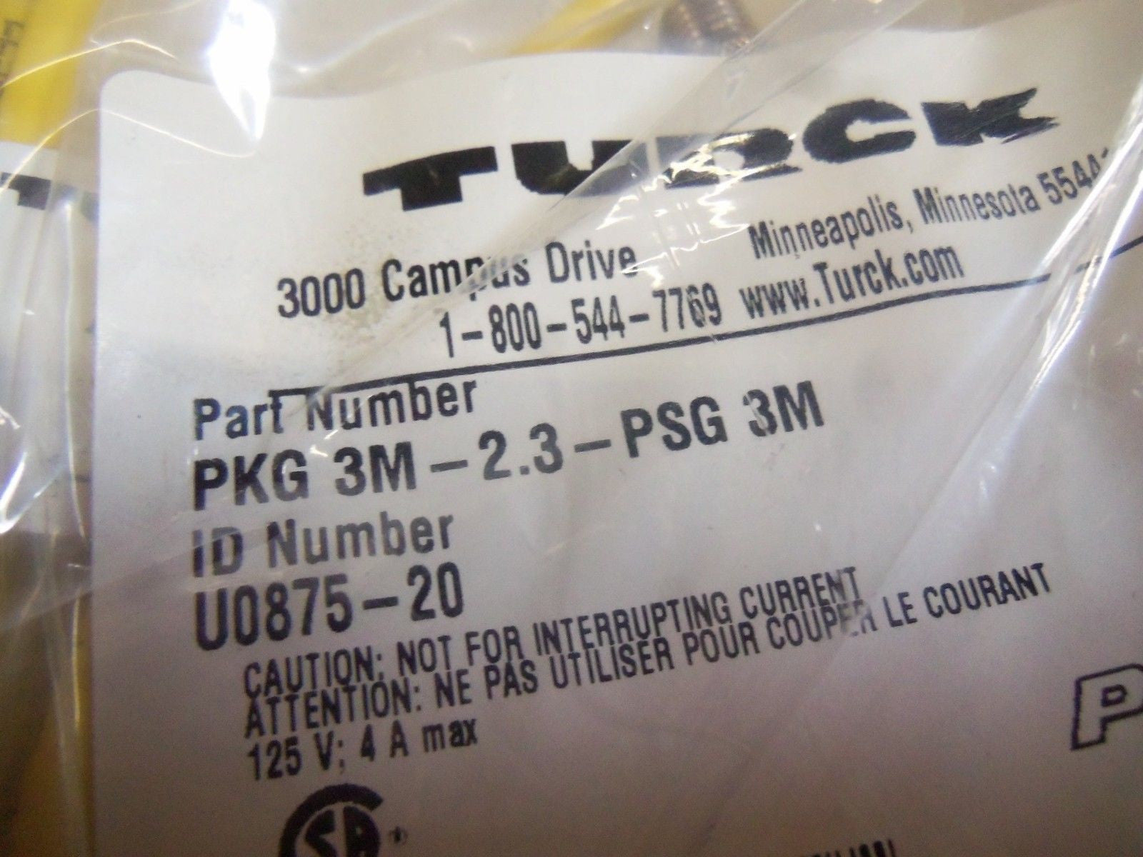 TURCK PKG 3M-2.3-PSG 3M MOLDED CORDSET *NEW IN FACTORY BAG*