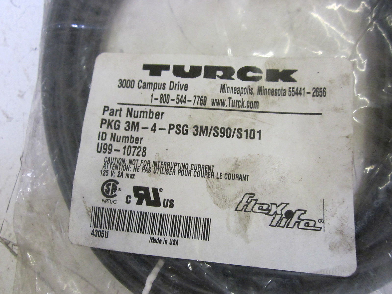 TURCK PKG 3M-4-PSG 3M/S90/S101 CONNECTOR/CABLE *NEW IN A FACTORY BAG*