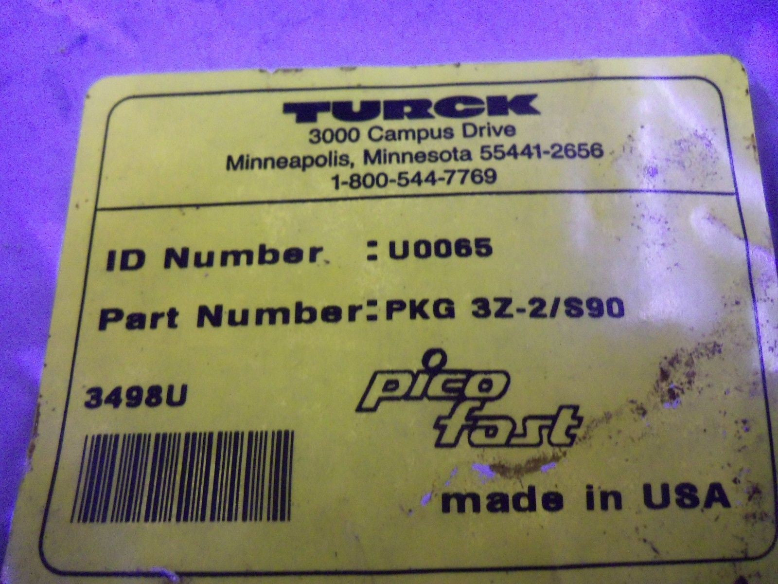TURCK PKG3Z-2/S90 *NEW IN FACTORY BAG*