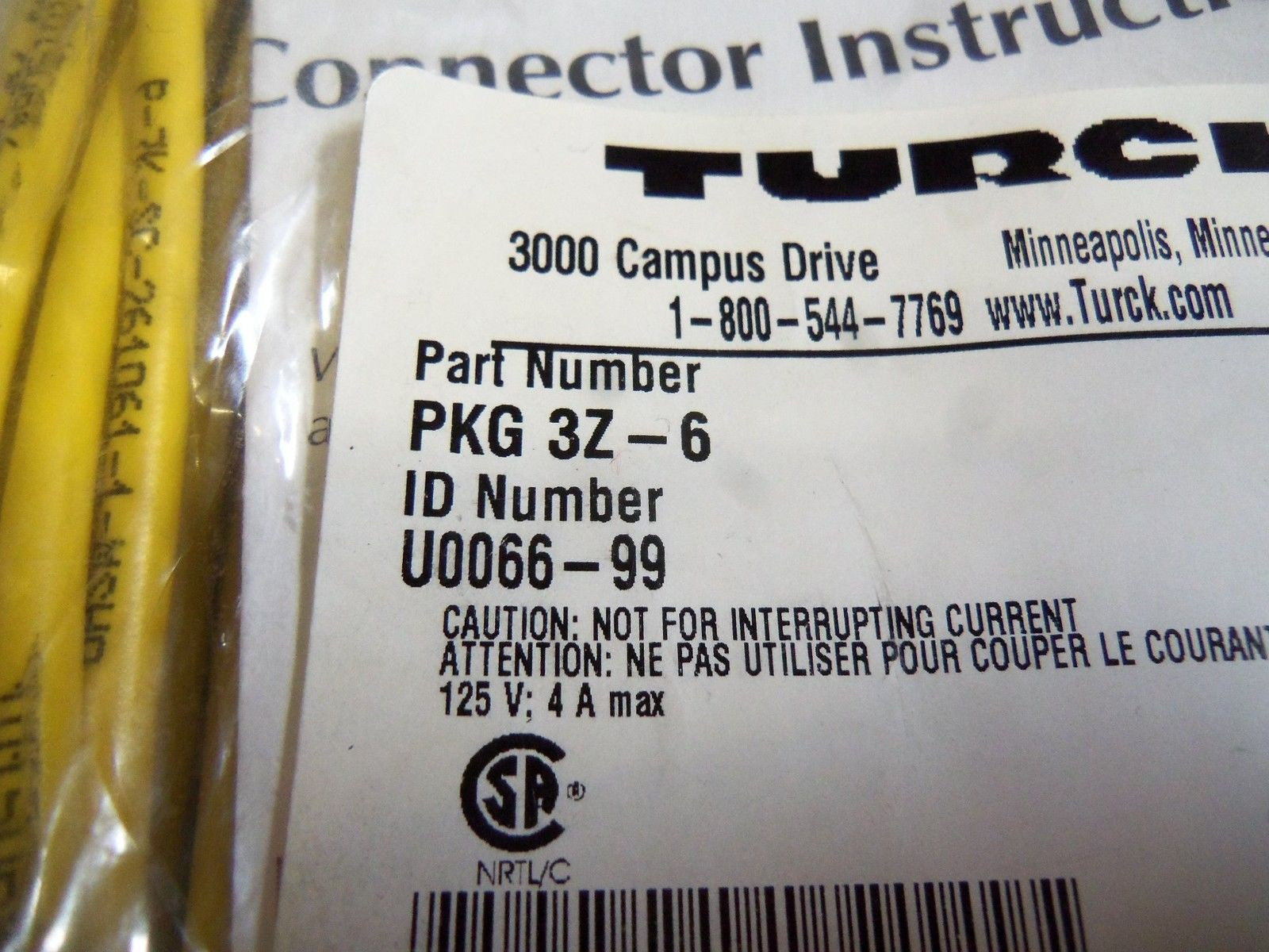 TURCK PKG3Z-6 *NEW IN FACTORY BAG*