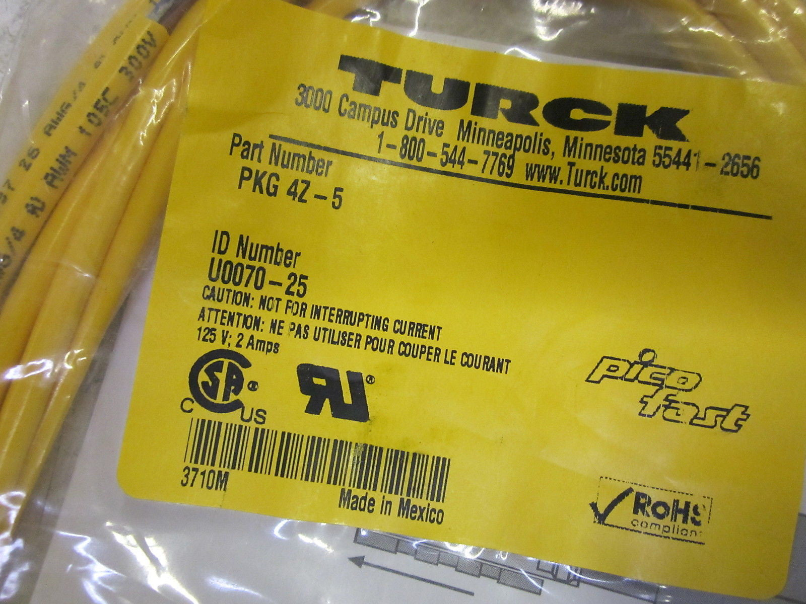 TURCK PKG 4Z-5 MOLDED CORDSET *NEW IN A FACTORY BAG*