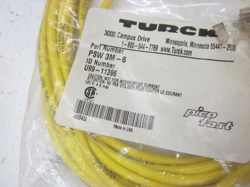 TURCK PSW 3M-6 CABLE 125V  *NEW IN A FACTORY BAG*