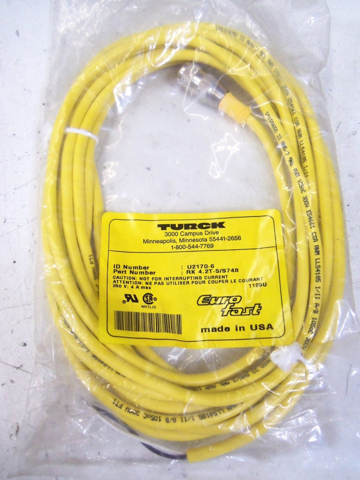 TURCK RK 4.2T-5/S748 *NEW IN FACTORY BAG*