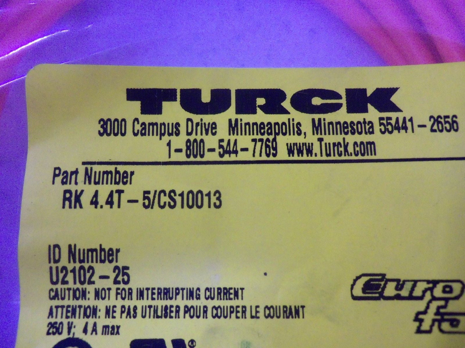 TURCK RK4.4T-5/CS10013 *NEW IN FACTORY BAG*