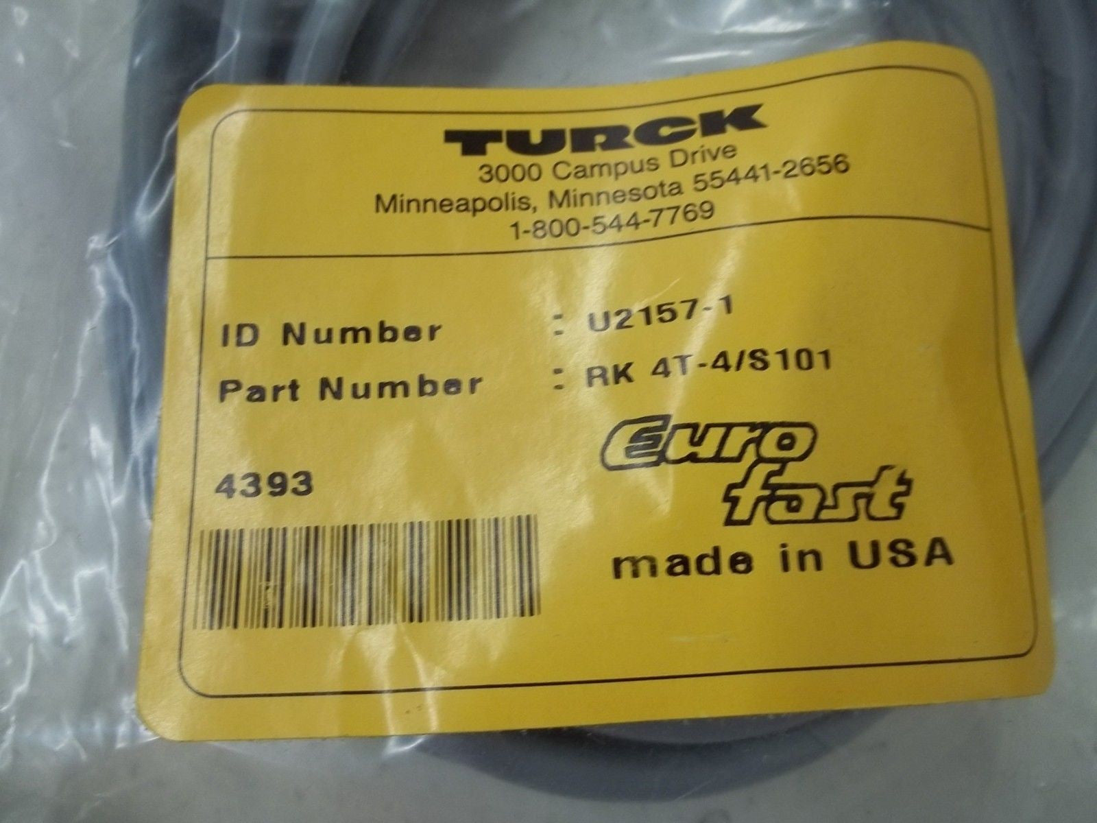 TURCK RK4T-4/S101 CABLE *NEW IN A BAG*