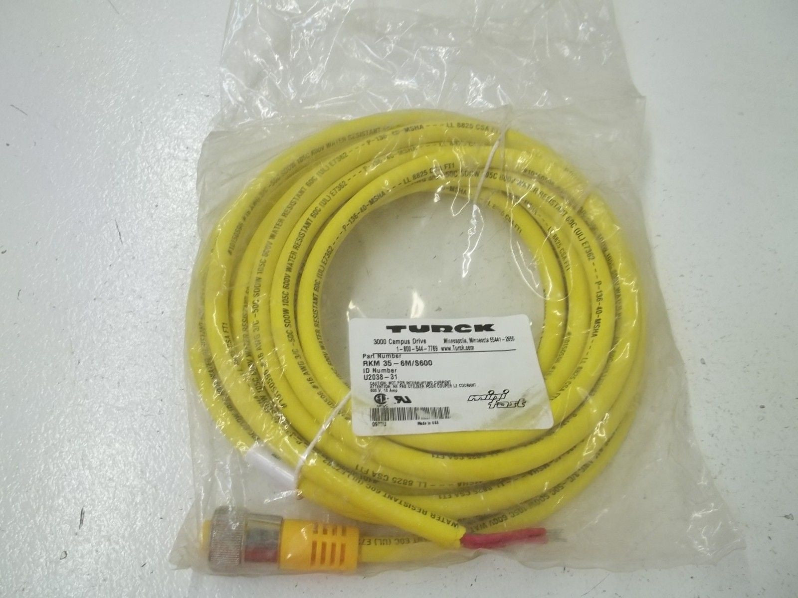 TURCK RKM35-6M/S600 FEMALE END CORDSET *NEW IN A BAG*