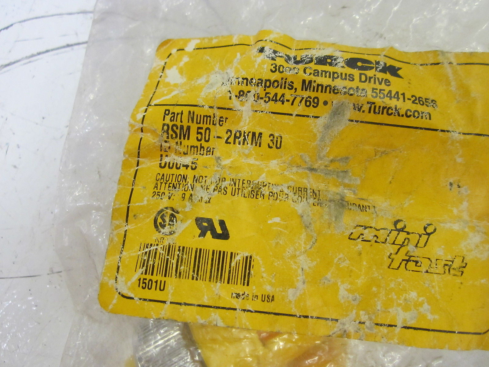 TURCK RSM 50-2RKM 30 T CONNECTOR  *NEW IN A FACTORY BAG*