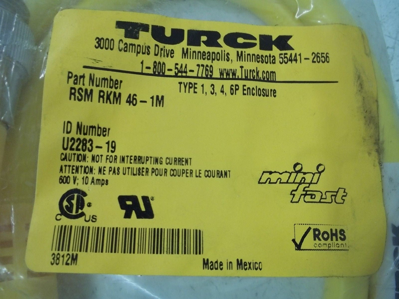 TURCK RSMRKM46-1M CABLE *NEW IN FACTORY BAG*