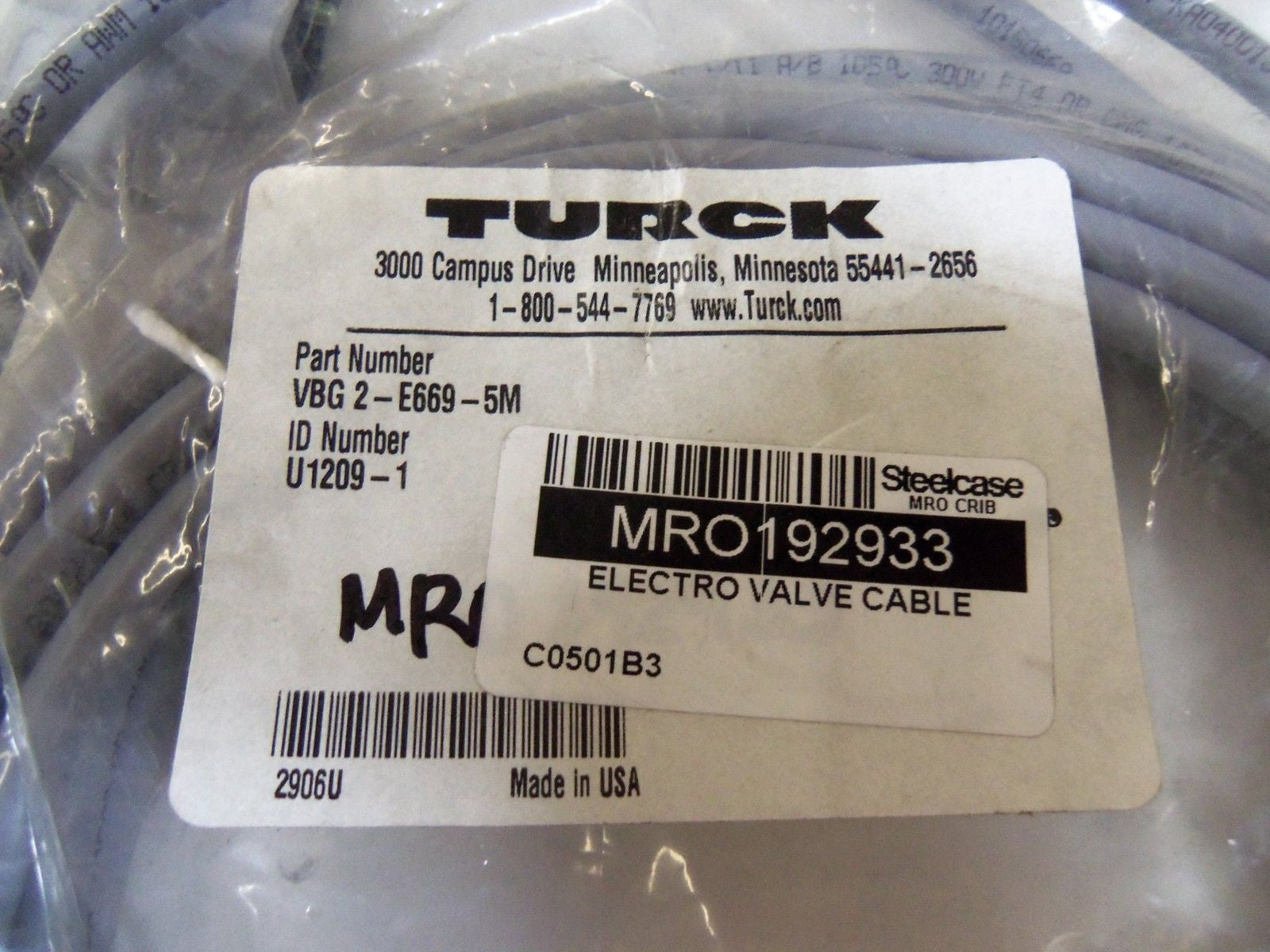 TURCK VBG 2-E669-5M *NEW IN FACTORY BAG*