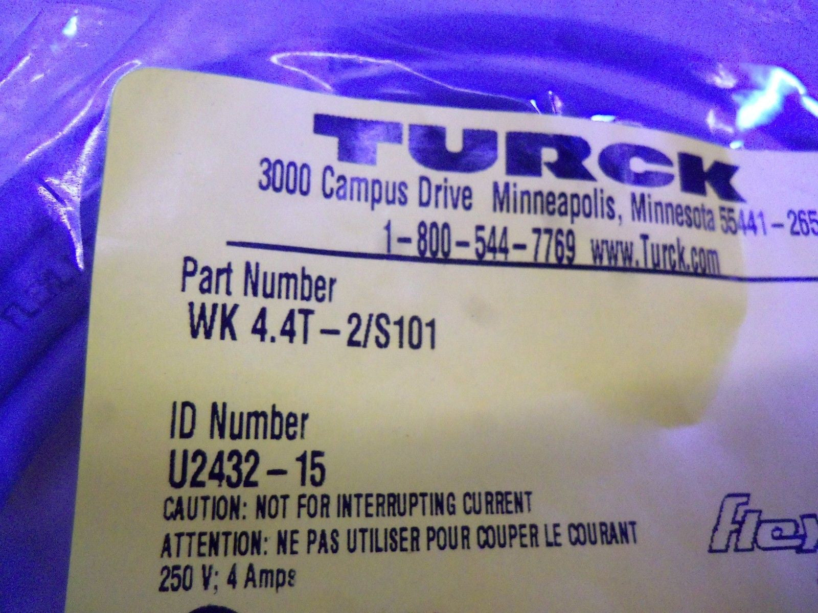 TURCK WK4.4T-2/S101 *NEW IN FACTORY BAG*