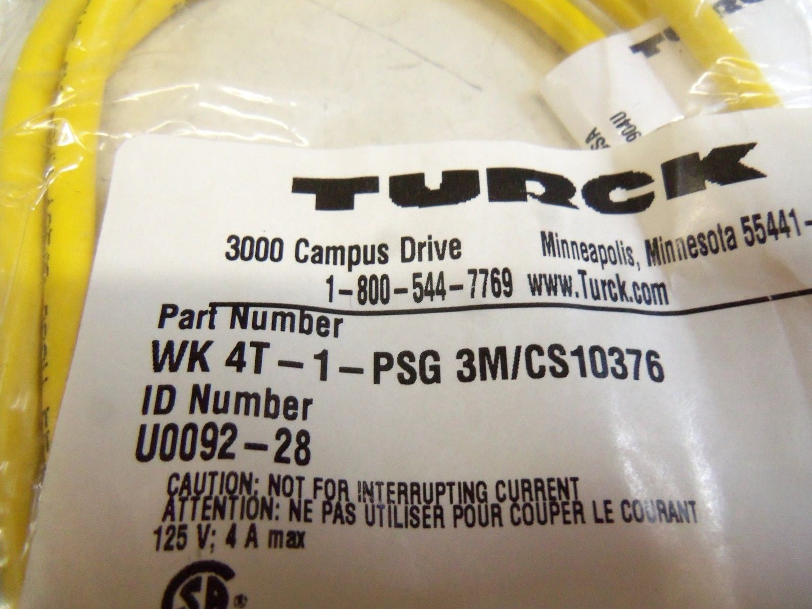 TURCK WK4T-1-PSG3M/CS10376 *NEW IN FACTORY BAG*