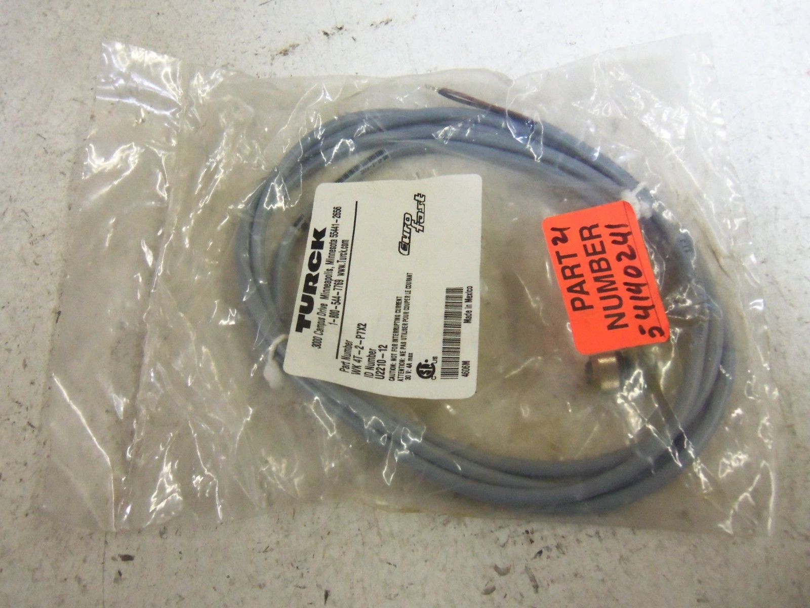 TURCK WK4T-2-P7X2 EUROFAST MOLDED CORDSET * NEW IN FACTORY BAG *