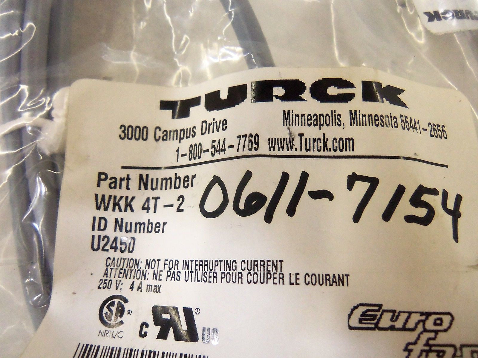 TURCK WKK 4T-2 *NEW IN FACTORY BAG*
