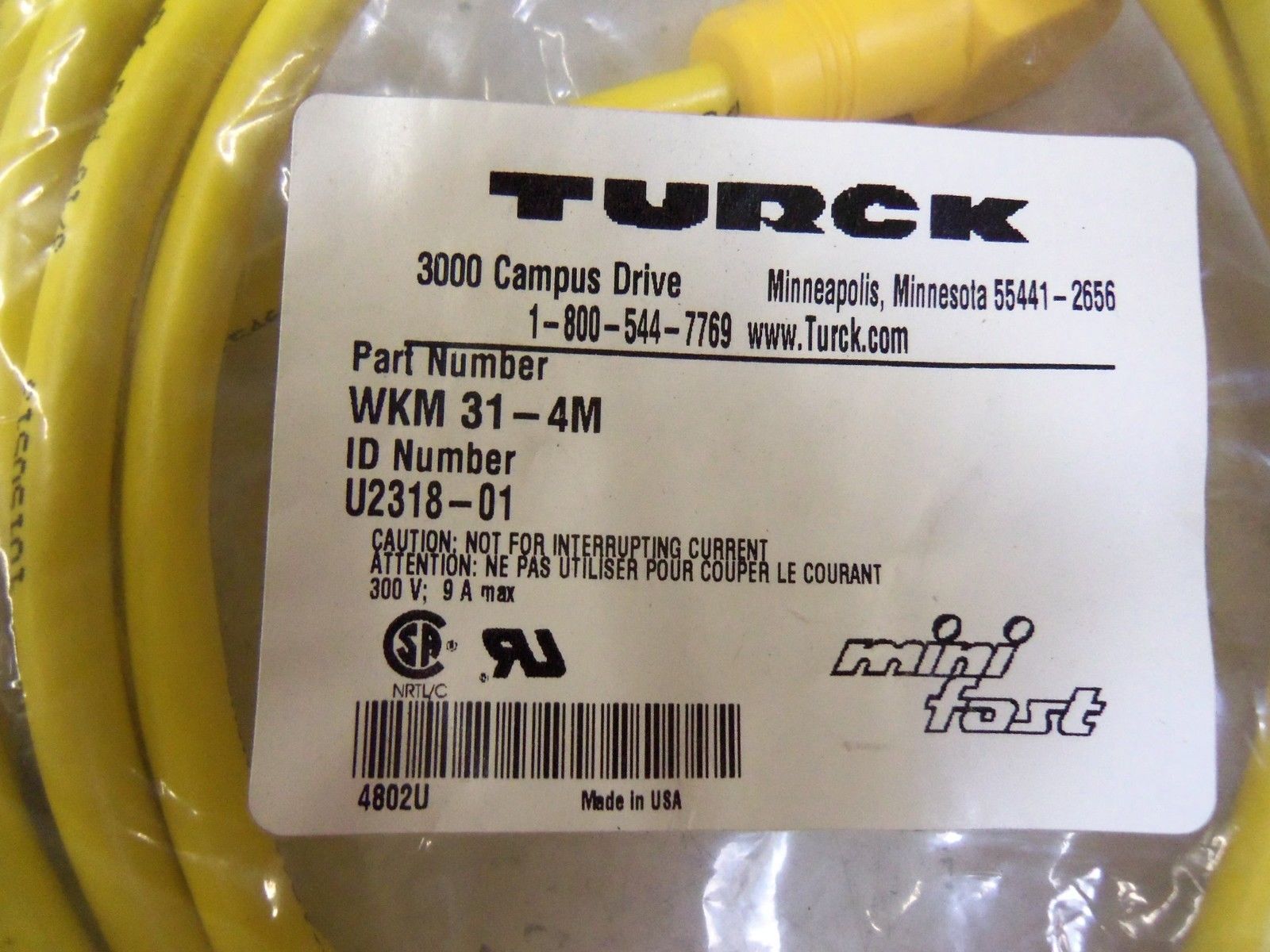 TURCK WKM-31-4M *NEW IN FACTORY BAG*
