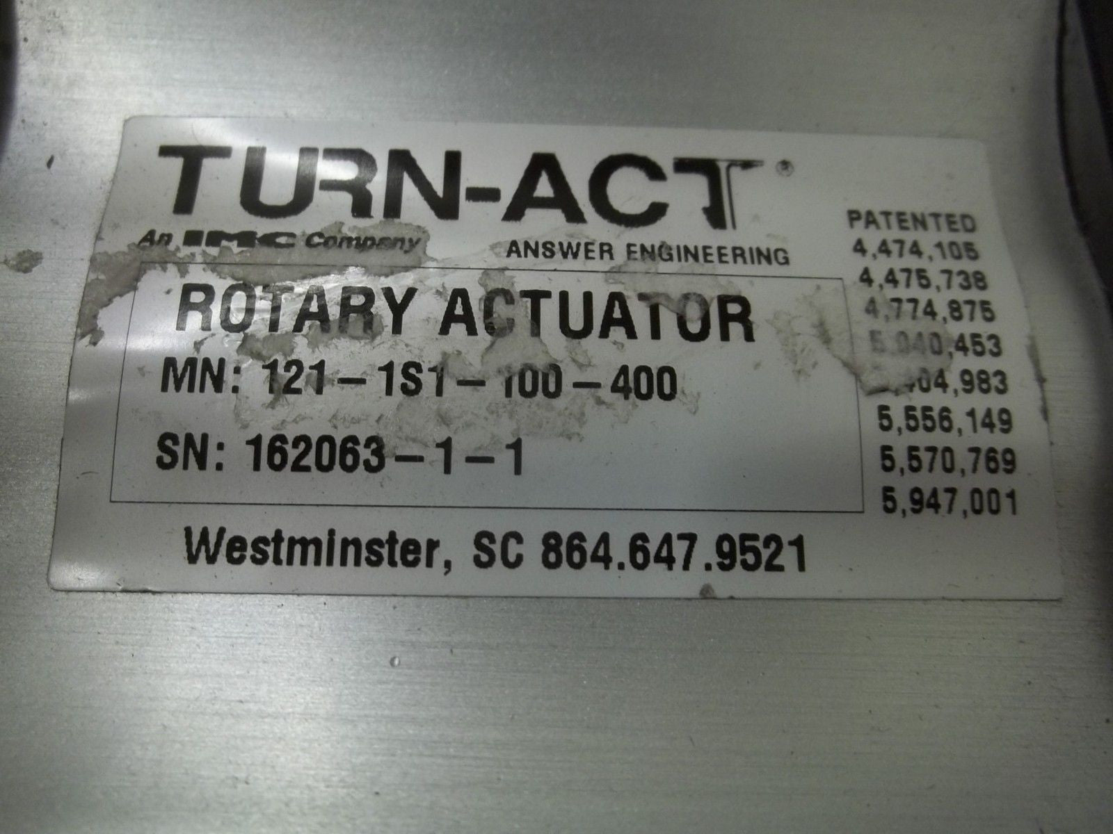 TURN-ACT 121-1S1-100-400 ROTARY ACTUATOR *NEW NO BOX*