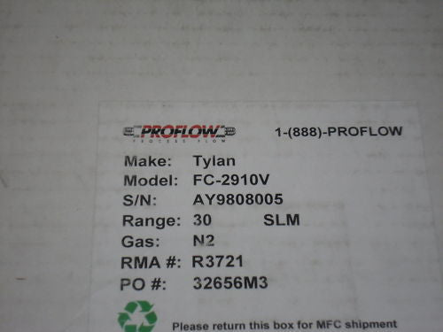 TYLAN FC-2910V MASS FLOW CONTROLLER *REMANUFACTURED*